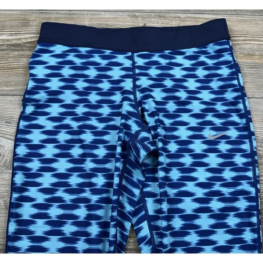 Nike Dri Fit Pants Leggings‎ Blue Run Fast Live Fearless Capri Cropped Size Med